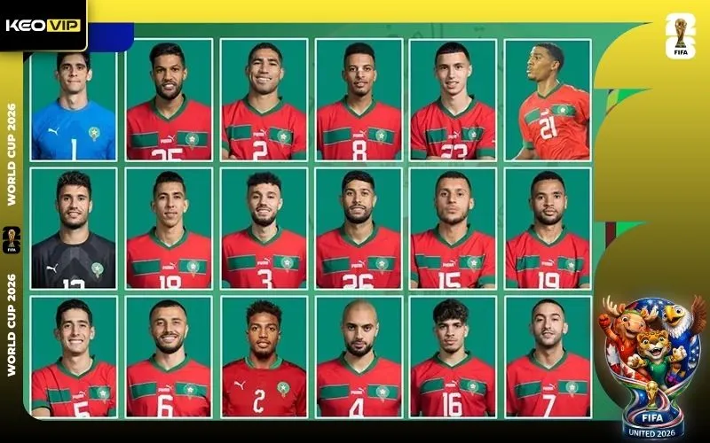 Chi tiết lực lượng đội tuyển Maroc chinh chiến tại World Cup 2026