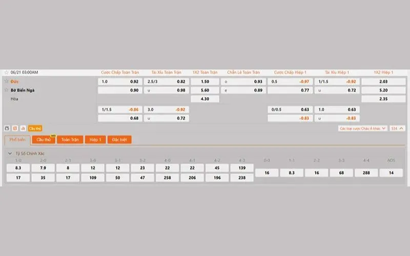 Cập nhật mới nhất tỷ lệ kèo Đức vs Bờ Biển Ngà hôm nay