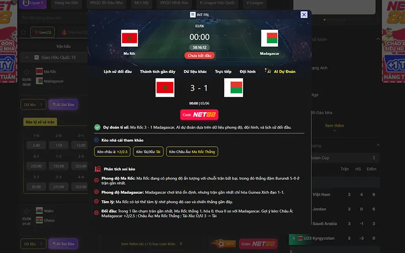 Dự đoán kết quả AI Ma Rốc vs Madagascar 00h00 ngày 03/6/2026