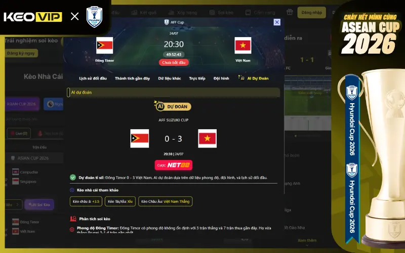 Dự đoán kèo thơm Đông Timor vs Việt Nam 20h30 ngày 24/7/2026