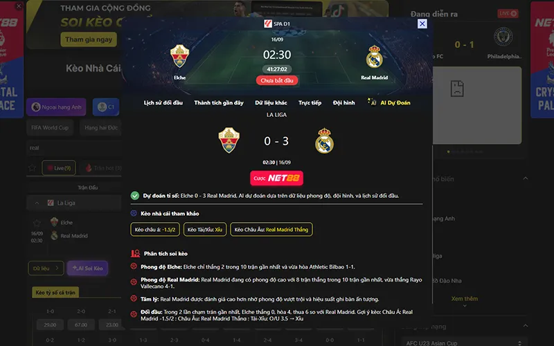 Dự đoán kết quả AI Elche vs Real Madrid 02h30 ngày 16/9/2026