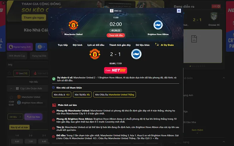Dự đoán kết quả AI Man Utd vs Brighton 02h00 ngày 17/9/2026