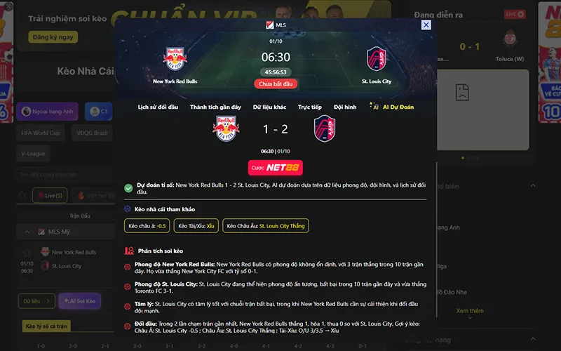 Dự đoán kết quả AI NY Red Bulls vs St. Louis 06h30 ngày 01/10/2026