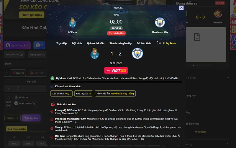 Dự đoán kết quả AI Porto vs Man City 02h00 ngày 09/9/2026